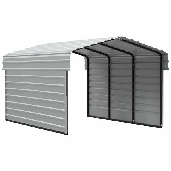 Arrow Storage Products Galvanized Steel Carport, W/ 2-Sided Enclosure, Compact Car Metal Carport Kit, 10'x15'x7', Eggshell CPH101507ECL2